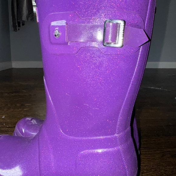 Hunter women’s royal purple glitter rain boots wellies size US 9 - hardly worn - Picture 3 of 7